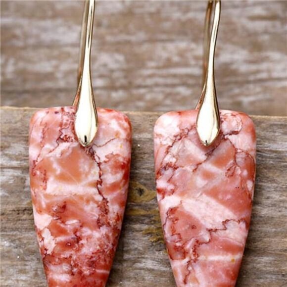 Natural Stone Geometric Shape Earrings - Picture 5 of 10